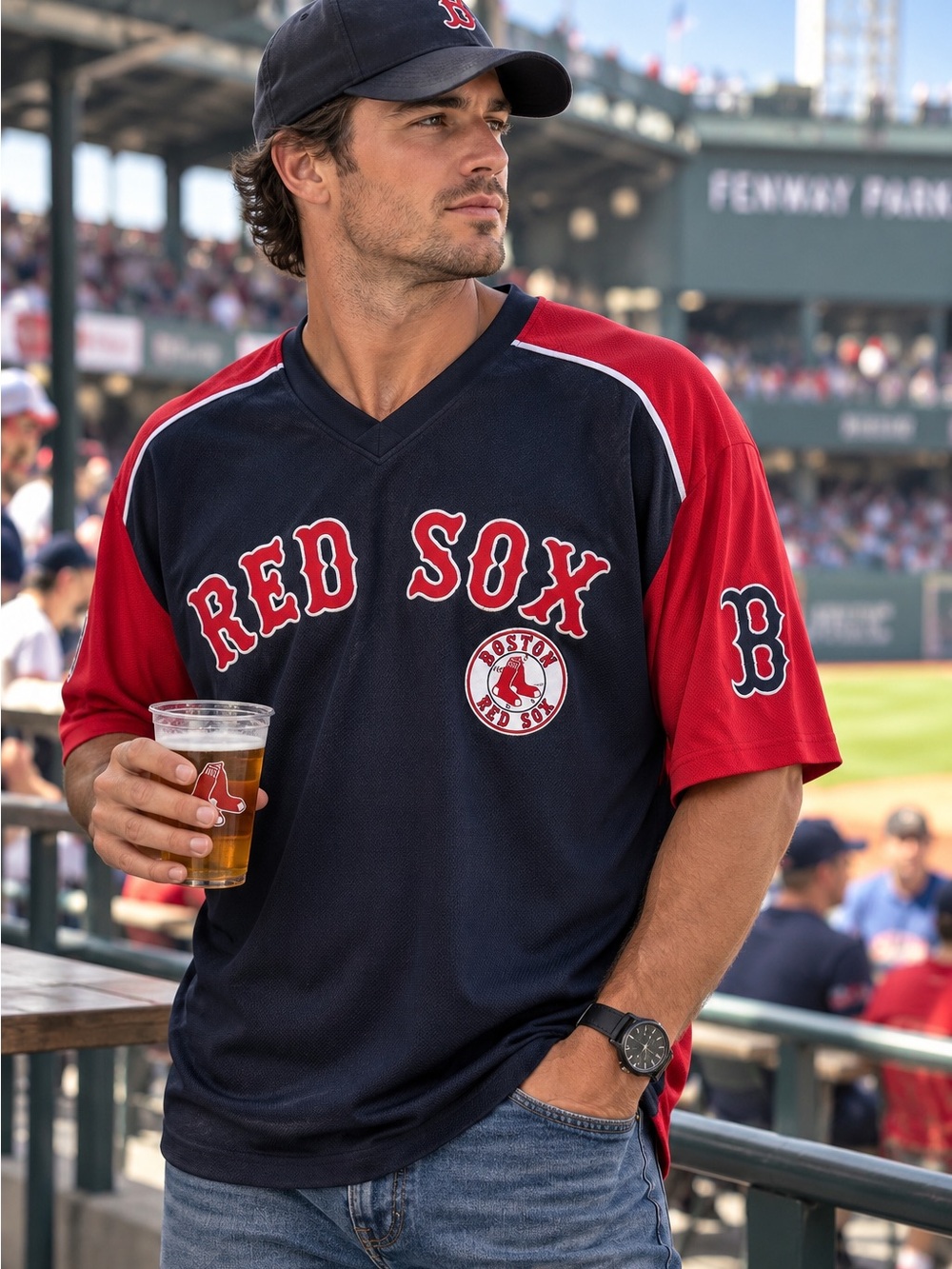 Retro Boston Red Sox Men's Short-Sleeve Team Jersey - Black/Red